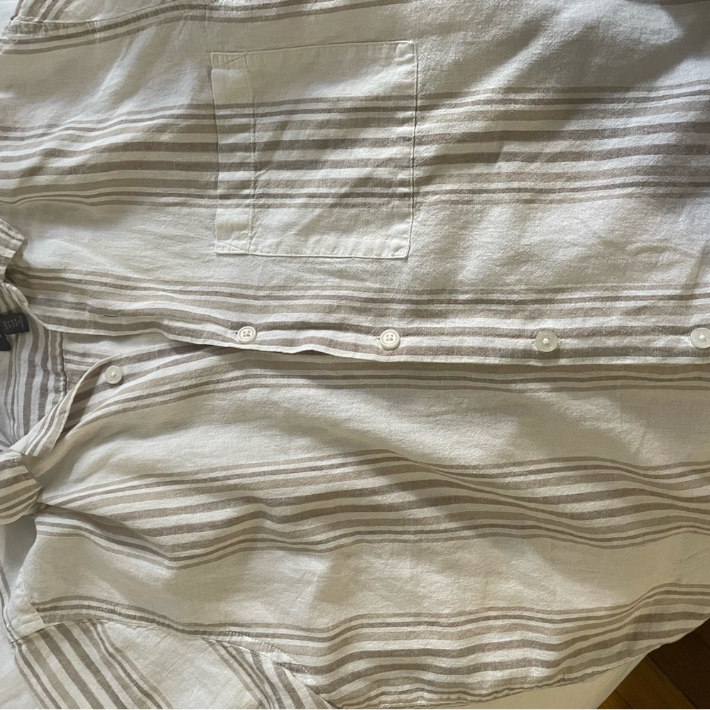 H&M Beige and White Striped Shirt